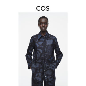 COS Casual Style Printed Collar Denim Shirt Deep Blue Spring New Arrival Womens Business Casual Shirt Long Sleeve Regular Fit
