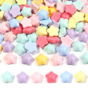 50pcs/lot Colorful Star Resin Patches Flat Back Star Beads For Jewelry Making DIY Girls Hair Clips Headwear Accessories