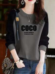 ผู้หญิง ลำลอง แขนยาว ผ้าฝ้าย เสื้อสเว็ตเชิ้ต บล็อกสี พรางหุ่น เสื้อท่อนบน ฤดูใบไม้ผลิ ทันสมัย หลากหลาย สไตล์การเดินทางคอกลม