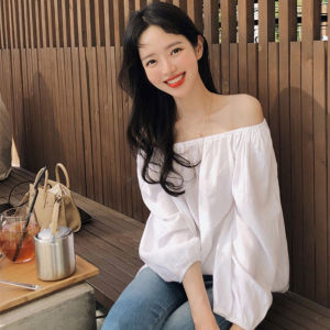 South Korea Chic off-Shoulder White Shirt for Women 2023 New Arrival Summer Fairy Temperament Long Sleeve Sun Protection Very Fairy Blouse