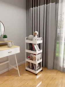 Trolley Cart Moving Rack Kitchen Storage Shelf 4Tier Bedroom Bathroom Organizer Trolley Rack