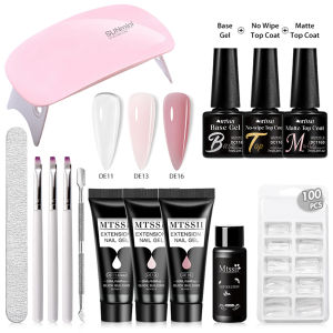 14Pcs/Set 20ml Poly Nail Gel Set 6W LED Lamp Full Gel Nail Polish Kit Quick Extension Nails Building Fingertips Polygel Tool Kit