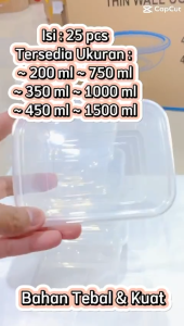 THINWALL FOOD CONTAINER REC ISI 25 PCS - KOTAK MAKAN SEGI REC UKURAN 1000ML / 750ML / 500ML - KOTAK MAKAN PLASTIK TEBAL