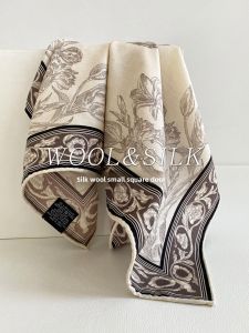 CAIENGE | Silk Wool Double-Faced Retro Square Scarf