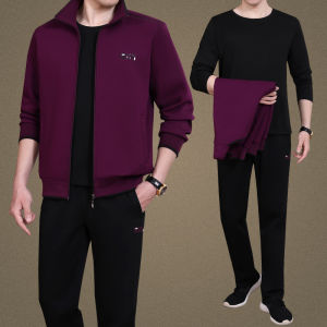 Loose Mens Sportswear Set Casual Dad Three-piece Large Size Brand Sweatshirt for Middle-aged And Elderly Spring Autumn Fashion