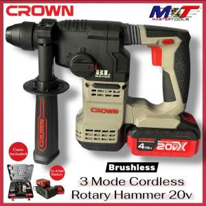 Crown Cordless Rotary Hammer BRUSHLESS INDUSTRIAL SDS PLUS 20V 4.0ah battery