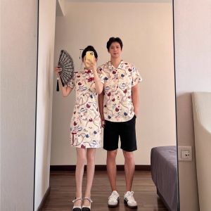 XILANDUO | Couple Friendly Summer Versatile Modified Retro Crane Patterned Slit Cheongsam Dress