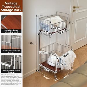 Mobile Two-Layer Home Storage Basket