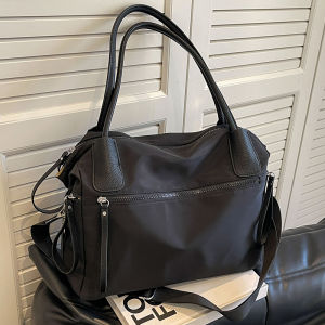 Large Capacity Nylon Tote Bag Womens Crossbody Shoulder Handbag Retro Versatile Modern Neutral Style Soft Handle Casual Leisure