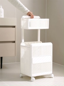 JIVARA "ตะกร้าผ้าสกปรกพับได้" ล้อเลื่อน หลายชั้น ใช้ได้ทั้งห้องน้ำ-ห้องนอน ความจุใหญ่