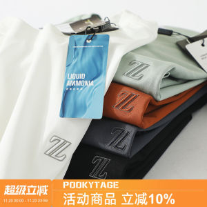 Italian Luxury White Standard Mercerized Liquid Ammonia Long-Staple Cotton Breathable Summer Men Classy Drape round Neck Casual Short Sleeve T-shirt