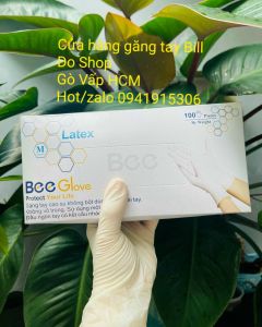 Thùng Găng Tay Latex Không Bột Bee Glove 6.0G Dùng Trong Spa Nha Khoa Xăm - Găng Tay Size XS S M L 10 Hộp/Thùng