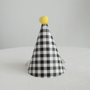 Checkered Birthday Hat Childrens Handmade Decorative Role-playing Party Prop Cute Festive Accessory for Celebrations