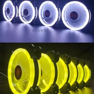 Sharp Power 12 ซม. RGB Illuminated คอมพิวเตอร์พัดลมดูดความร้อนเงียบแสงสีขาว LED พัดลมระบายความร้อนสําหรับการใช้งานหลายแพลตฟอร์ม
