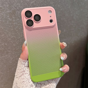 Luxury Gradient Heat Dissipation Breathable PC Case For iPhone 17 Air 16 15 14 Plus 13 12 Pro Max Lens Protector Hard Thin Cover
