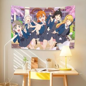 VIKAMA Cherry Blossom Campus LoveLive All Girls Japanese Animation Tapestry Wall Art for Bedroom Living Room Decoration anime