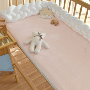 Milk Velvet Crib Fitted Sheet Warm Soft Baby Mattress Cover Solid Color Bedspread Protector