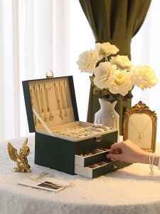 กล่องเครื่องประดับ หนัง PU ผ้ากำมะหยี่ 3ชั้น กล่องเก็บเครื่องประดับ กล่องใส่เครื่องประดับ