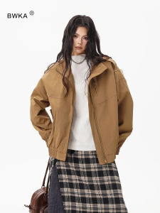 BWKA | Stand-collar Beige Pilot Jacket Utility Coat for Fall