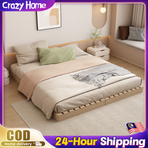 Solid Wood Bed Frame Tatami Bed Pine Hard Bed Frame Board Floor-standing Wooden Bed Skeleton Rental Room Folding Bed Queen Bed Bedframe Katil Queen