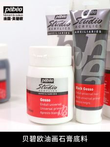 Pebeo Oil Painting Gesso Primer High Concentration Acrylic Paint Matte Finish Permanent Coating Drawing Tools Set for Artists