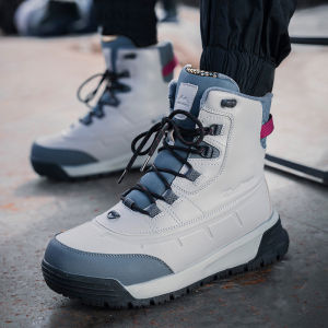 Winter Waterproof Snow Boots Mens Fleece Lined Thickened Outdoor Casual Short Leather Patchwork Boots Warm Anti-slip