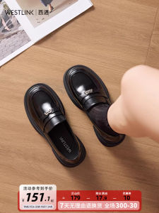 รองเท้าส้นหนาสไตล์อังกฤษสำหรับผู้หญิง Westlink รองเท้าส้นแบนทรงหัวมนแบบสวมสบาย รองเท้าแฟชั่นฤดูใบไม้ร่วง รองเท้าส้นสูง รองเท้าส้นแบน