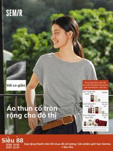 Semir | Áo Thun Ôm Dáng Cổ Trụ Ruffle Đính Nơ