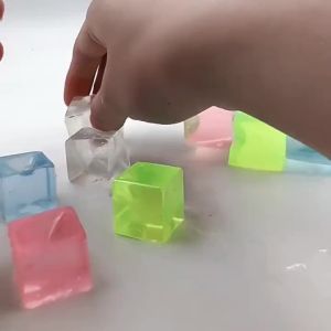 Fidget Toy Mini Squishy Toys Mochi Ice Block Stress Ball Toy Kawaii Transparent Cube Cat Paw Fish Stress Relief Squeeze Toy