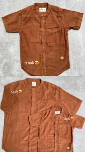 KEMKO Kemeja Koko Katun Corduroy BROWN COKLAT anak dan dewasa by sajuak