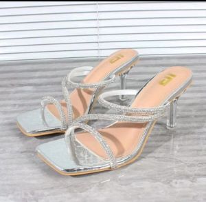 Sendal Sepatu Wanita Hak Kaca Runcing High Heels Model flatshoes Tali Silang Aksesoris Melingkar
