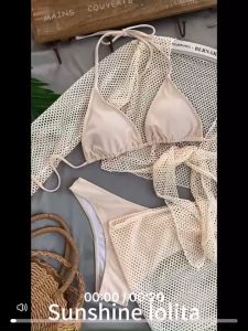 Bộ Đồ Bơi Bikini Bốn Mảnh Tay Dài Dệt Kim Thời Trang Cao Cấp