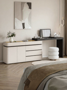 Flip-top Vanity with Mirror Modern Minimalist 2-in-1 Dressing Table