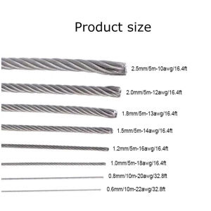 5m/10mm Stainlesss Steel Clothesline Lifting Lock Aluminum Sleeve Traction Safety Rope Guardrail Protection