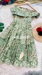 MyDu Shop | MS 2489 Đầm Xòe Dự Tiệc Sang Trọng – Vải Gấm Hoa Cao Cấp Họa Tiết Thanh Lịch