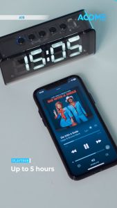 ACOME A19 Speaker Bluetooth 5.3 Jam Alarm Transparan Mecha 3W Ultra Bass Black Original – Garansi Resmi 1 Tahun