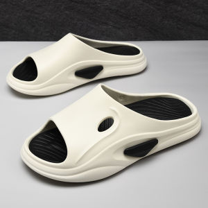 Mens Summer 2024 Casual Outdoor Sports Slippers Thick Bottom Anti-slip Wear-resistant Slip-On EVA Flat Sandals for Youth