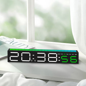 Digital LED Alarm Clock Colorful Music Rhythm Pickup Lighting Bar Home Decoration Table Clock Gift with Adjustable Brightness