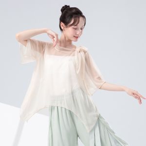 Áo Tập Khiêu Vũ Cổ Điển Rộng Rãi Cho Nữ Mùa Thu Áo Che Lụa Không Dây Quần Áo Biểu Diễn Khiêu Vũ Cổ Điển Quần Áo Tập Luyện Khiêu Vũ Cổ Điển