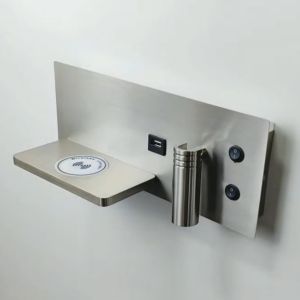 BFM LED Aluminum reading wall light with wireless charging and USB port indoor reading lamp warm bedside light spotlight