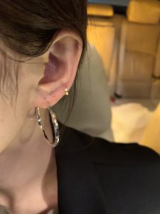 Plain Circle Big round Face Suitable Earrings for Women Niche Style Fashion Ear Studs Cold Style Elegant Square round Face Earrings