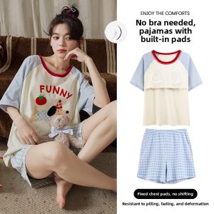 MiiOW | Catwoman Summer Sleepwear Womens Lightweight Short Sleeve Home Clothes Soft Cotton Cartoon Cute Girls Short Pants Set