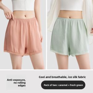 Miiow | Cat Woman Ice Silk Safety Pants Women Summer Thin Light Proof Breathable Lace Short Underwear Bottoms Casual Polyester Fiber