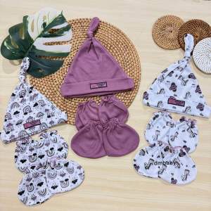 3 Set Topi Kupluk Sartaki Sarung Tangan dan Sarung Kaki 0-3 Bulan Bahan Lembut Tebal New Born Bayi Baru Lahir