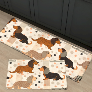 VIKAMA Cute Sausage Dog Kitchen Running Carpet Entrance Non slip Floor Mat Cartoon Dog Printed Floor Mat Home Decoration