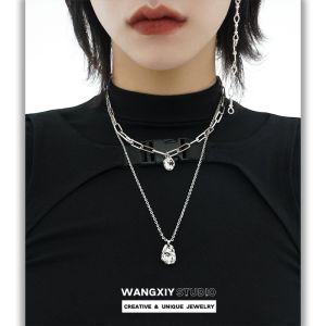 WANGXIY Stainless Steel Necklace for Women New Trend Double Layer Clavicle Chain