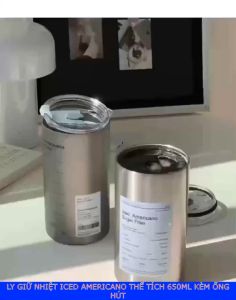 LY GIỮ NHIỆT ICED AMERICANO 600ML CÓ ỐNG HÚT