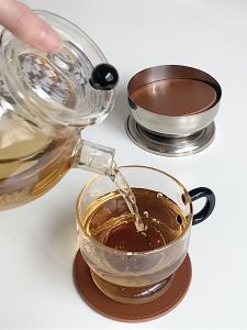 Nordic Style Stainless Steel Coffee Cup Mat round Heat Resistant Pad Eco Friendly Leather Material Desktop Decoration Accessory