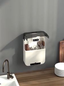 XM Ready stock Home Kitchen Smart Tableware Sterilizer Rack Multi-function Wall Mounted Chopsticks Cutlery Organizer USB Disinfection Machine   Sterilizer Storage Box Spoon Fork UV Anti Bacterial Air-drying Dust-proof Cutlery Holder Organizer 筷子消毒收纳盒