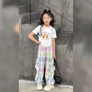 ชุดเซ็ทเด็ก แฟชั่น Beryl Kids สำหรับเซ็ตแขนสั้นกางเกงขายาว ทรงหลวม สไตล์เกาหลี ลายสก็อตน่ารัก ฤดูร้อน รุ่นใหม่